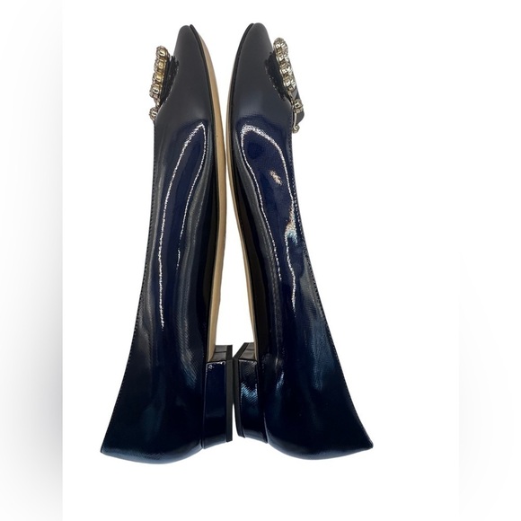 Kate Spade Women's Navy Patent Leather Jewel Buckle Toe Flats Size 10 NWOT - Picture 9 of 12
